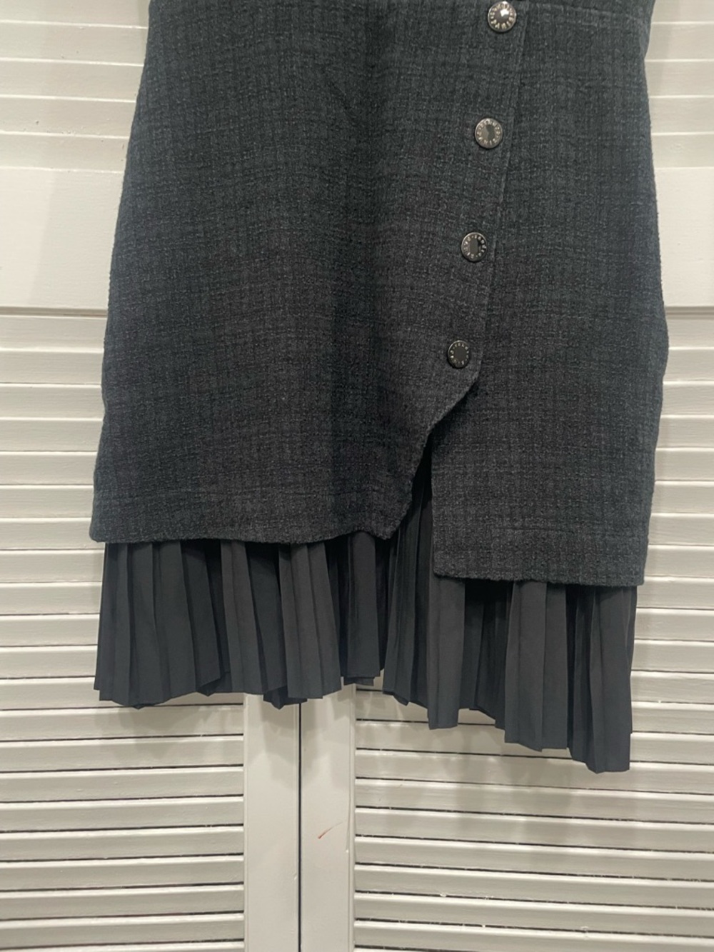 SANDRO Paris Black Sleeveless Asymmetric Button Mini Dress - Picture 8 of 13